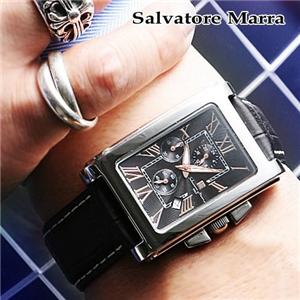 Salvatore Marra クロノグラフ レザーウォッチ SM7009 ブラック