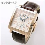 Salvatore Marra(サルバトーレマーラ) トリプルジャンピングセコンド レザーウォッチ SM-8002 ピンクゴールド