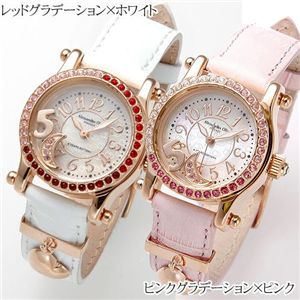 Alessandra olla(アレッサンドラオーラ) グラデーションパヴェ ムービングチャームウォッチ AO-5160RP/レッドグラデーション×ホワイト