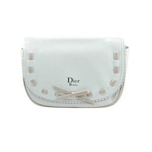 DIOR(ディオール) エナメルコスメポーチ #250 ホワイト×ベージュライン