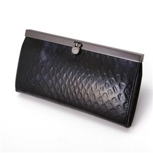 GLAMOROUS DIAMOND(グラマラスダイヤモンド) エナメル クロコダイル風型押し長財布 F0850757 ブラック