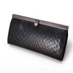 GLAMOROUS DIAMOND(グラマラスダイヤモンド) エナメル クロコダイル風型押し長財布 F0850757 ブラック