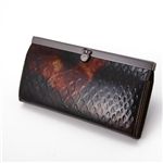 GLAMOROUS DIAMOND(グラマラスダイヤモンド) エナメル クロコダイル風型押し長財布 F0850758 ブラウン