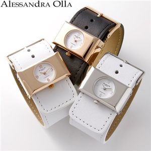 Alessandra Olla(アレサンドラ オーラ) レディース レザーベルトウォッチ AO-13000-6/ピンクゴールド×ブラック
