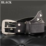 ステッチレザースタッズベルト ブラック