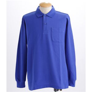 BIG 鹿の子ポケット付き長袖ポロシャツ ロイヤルブルー 5Lサイズ