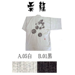 京都手描き絵甚平 龍/白 LL