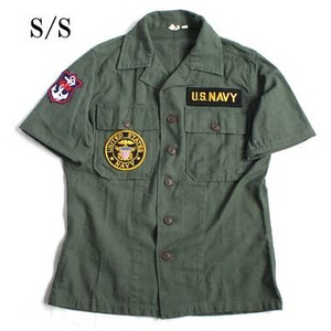 米軍 OG-107 ファティーグシャツ カスタム NAVY 半袖 15（Ｍ）