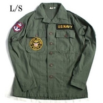 米軍 OG-107 ファティーグシャツ カスタム NAVY 長袖 15（Ｍ）