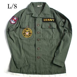 米軍 OG-107 ファティーグシャツ カスタム NAVY 長袖 13 1/2（レディースフリー）