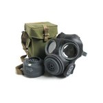 イギリス軍／デンマーク軍放出 Ｍ-45ガスマスクフィルターバック セット EE158NN【デットストック】【未使用】【古物】