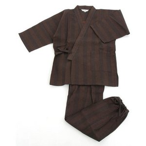 纏（まとい）織作務衣 141-1905 濃茶モカ Lサイズ