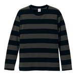 ボールドボーダーロングスリーブＴシャツ CB5519 ブラック＆チャコール L