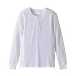 ワッフルヘンリーネックロングスリーブＴシャツ CB5489 ホワイト L