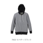 スリムフィット肌触りに拘ったファインフレンチテリーカラーコンビフルジップパーカー （パイル）サイドポケット CB5187 ビンテージヘザー L
