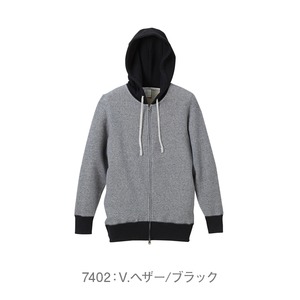 スリムフィット肌触りに拘ったファインフレンチテリーカラーコンビフルジップパーカー （パイル）サイドポケット CB5187 ビンテージヘザー XL