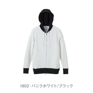 スリムフィット肌触りに拘ったファインフレンチテリーカラーコンビフルジップパーカー （パイル）サイドポケット CB5187 バニラホワイト S