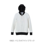 スリムフィット肌触りに拘ったファインフレンチテリーカラーコンビフルジップパーカー （パイル）サイドポケット CB5187 バニラホワイト M