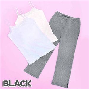 お家でもかわいく♪アクアジョブキャミ&ギンガムサブリナ ルームウェアセット サブリナ(ブラック) Mセット
