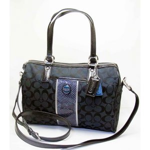 COACH(コーチ)F24884 SLCBK シグネチャーストライプ パイソン 2WAYボストンバッグ