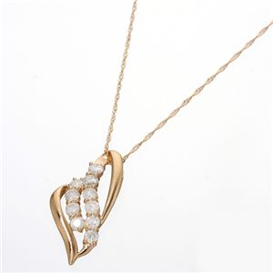 K18 計約0.5ct シェイプオープンハートダイヤモンドペンダント(18金ネックレス)184111 ピンクゴールド 42cm