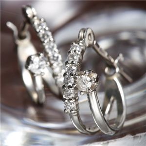 K18WG ダイヤ14石0.1ct エタニティピアス