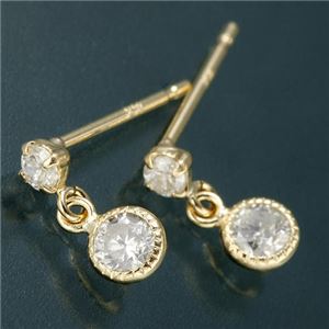 Amelie Monchouchouアンティーク調バースデイピアス 4月ダイヤモンドピアス