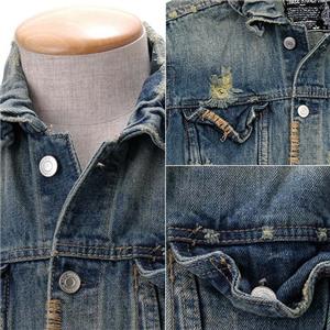 別格SEXY！THREE STONES THROW ダメージデザインデニムJK  ブラック M