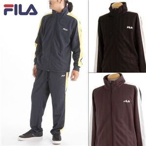 FILA(フィラ) シャドーストライプメンズジャージセットアップ チャコール×ホワイト M