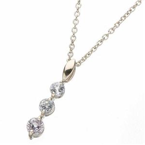 Pt100 アイスブルーサファイア0.5ｃｔ　スリーストーンペンダント FSD-HH00033