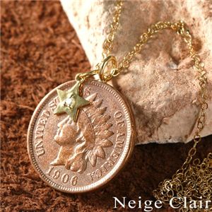 Neige Clair(ネージュクレア) K18ダイヤモンドチャーム付き インディアンコインペンダント