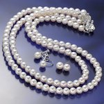あこや真珠 6.5mm-7mm 3点セット イヤリングセット（パールネックレス42cm1本 パールネックレス47cm1本 パールイヤリング1ペア 計3点） 【本真珠】