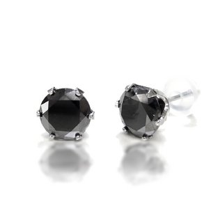 Pt900 ブラックダイヤ合計2ctピアス プラチナ