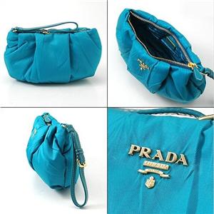 PRADA クリスピーナイロンポーチ 1N1407-CRISPY NYLON TURCHESE(ターコイズブルー)