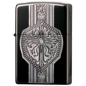 ジッポー(ZIPPO) アンティーク調クレスト クロス 2SIBK-ACCROS ブラック/シルバー