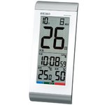 SEIKO CLOCK(セイコークロック) 温湿度・デジタル表示 電波掛置時計 SQ431S シルバー/ホワイト
