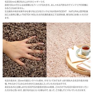 抗菌防臭機能付☆シャギーラグマット丸型 ベージュ 