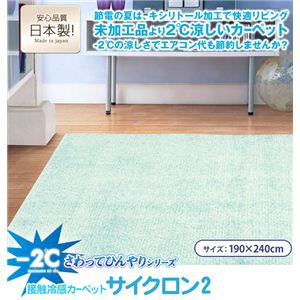 さわってひんやり接触冷感カーペット サイクロン2 190×240cm クールピンク