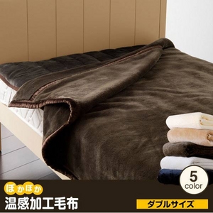 ぽかぽか温感加工毛布 ダブル アイボリー
