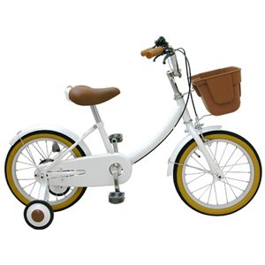 子供用補助輪つき自転車 /16インチ ホワイト 練習用器具つき 