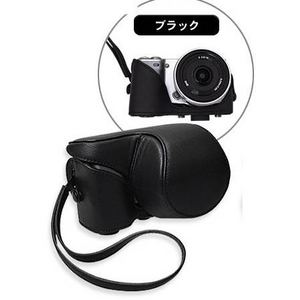 【デジカメケース】ソニー アルファNEX-5用 ブラックレザー ハンディストラップ画像その1更新中