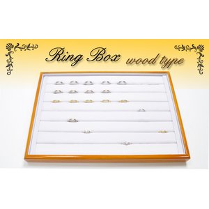 【2個セット】ホワイト/ウッド　オープンボックスリングトレー　指輪挿し什器/接客盆にも