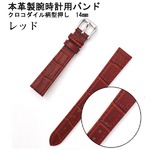 【腕時計用ベルト2本組】本革バンド　クロコダイル柄型押し14mmレッド