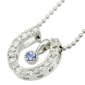 シルバー 馬蹄2トップ誕生石ネックレス 12月 タンザナイト