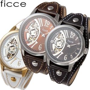 ficce(フィッチェ) ツインムーブ メンズ レザーウォッチ FC-11034-02/ブラック