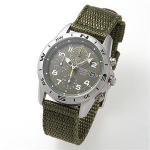 【訳あり・在庫処分】SEIKO ミリタリー クロノグラフ SND377R／カーキ