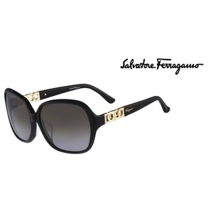 ガンチーニのクロスモデル★フェラガモサングラス[ブラック×【Ferragamo】ゴールドロゴ＆モチーフ]