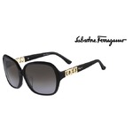 ガンチーニのクロスモデル★フェラガモサングラス[ブラック×【Ferragamo】ゴールドロゴ＆モチーフ]