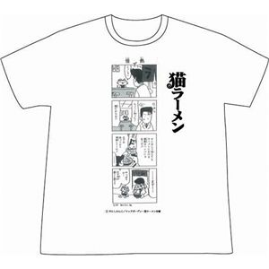 猫ラーメンTシャツ　Fタイプ　白　M