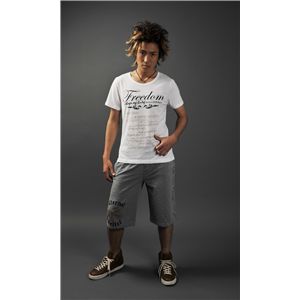 ラウンドネックTシャツ＆ハーフパンツ 白/グレー